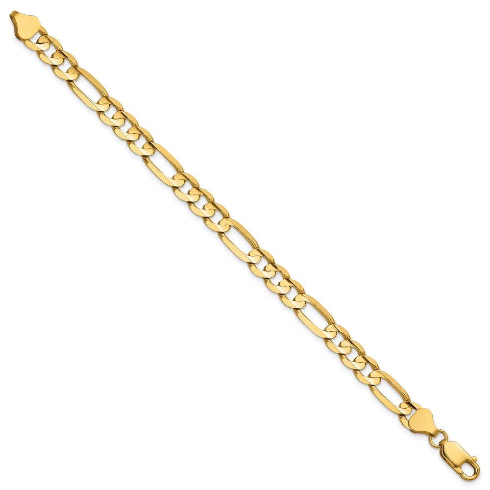 14K Gelbgold 6.75mm Konkav Offen Figaro mit Karabinerverschluss Gliederarmband