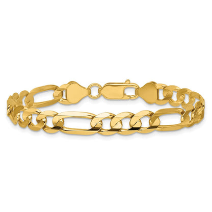 14K Gelbgold 6.75mm Konkav Offen Figaro mit Karabinerverschluss Gliederarmband