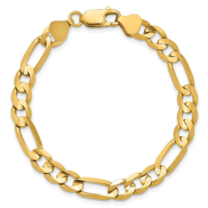14K Gelbgold 6.75mm Konkav Offen Figaro mit Karabinerverschluss Gliederarmband