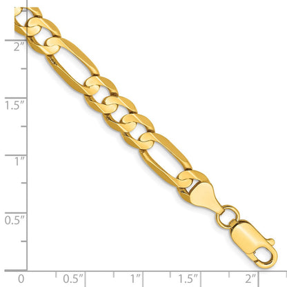 14K Gelbgold 6.75mm Konkav Offen Figaro mit Karabinerverschluss Gliederarmband