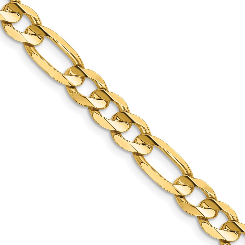 14K Gelbgold 6.75mm Konkav Offen Figaro mit Karabinerverschluss Halskette