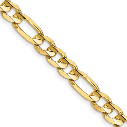 14K Gelbgold 6.75mm Konkav Offen Figaro mit Karabinerverschluss Halskette