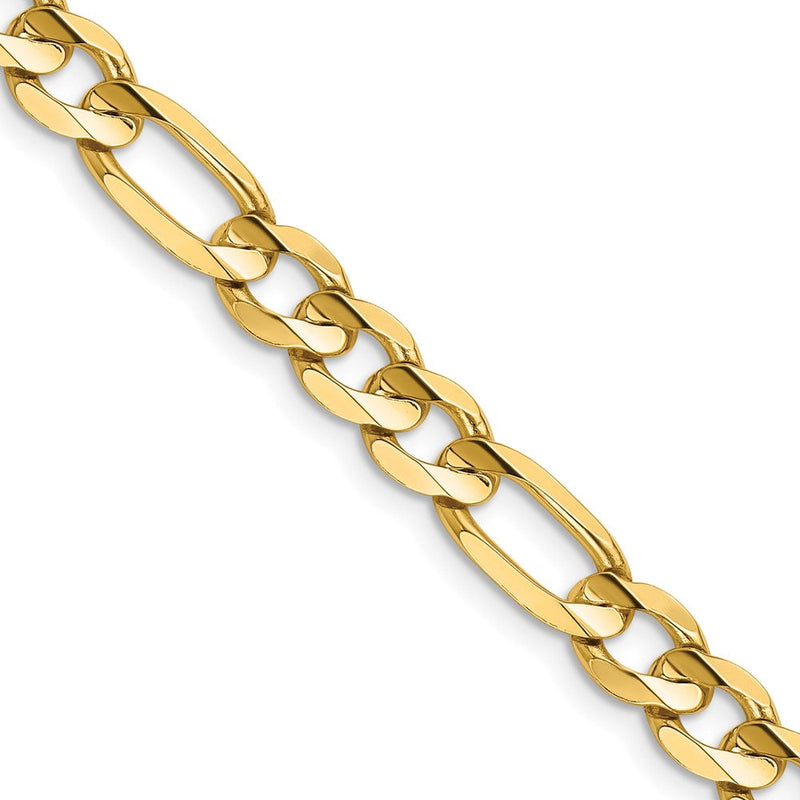 14K Gelbgold 6.75mm Konkav Offen Figaro mit Karabinerverschluss Halskette