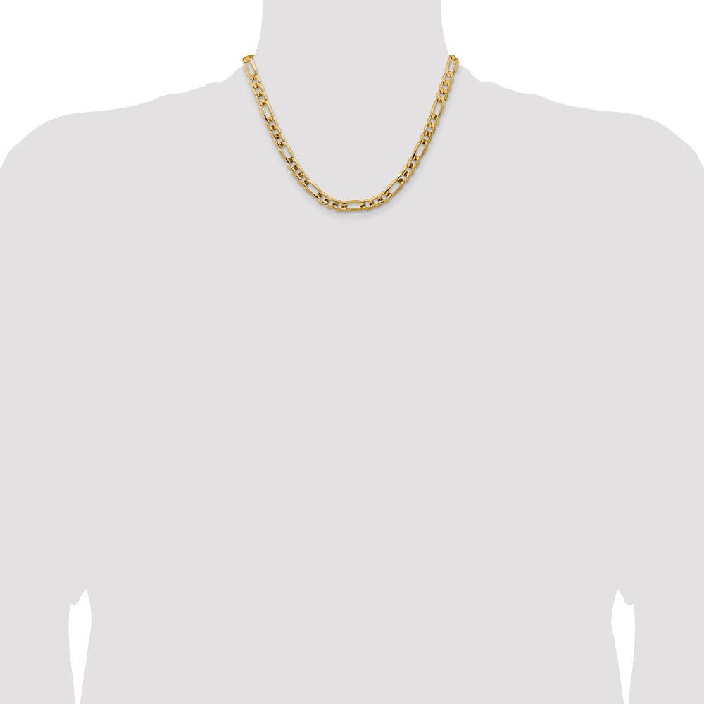 14K Gelbgold 7.5mm Konkav Offen Figaro mit Karabinerverschluss Halskette