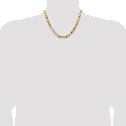 14K Gelbgold 7.5mm Konkav Offen Figaro mit Karabinerverschluss Halskette