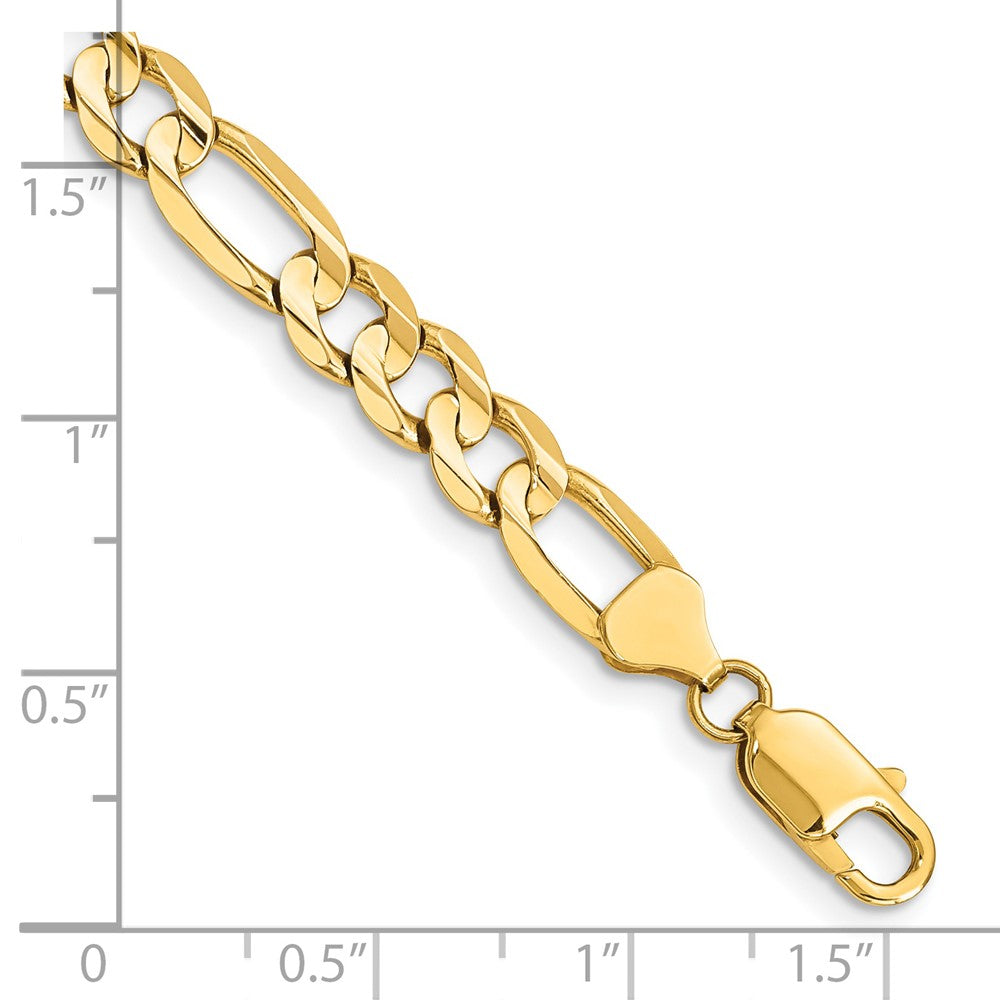 14K Gelbgold 7.5mm Konkav Offen Figaro mit Karabinerverschluss Gliederarmband