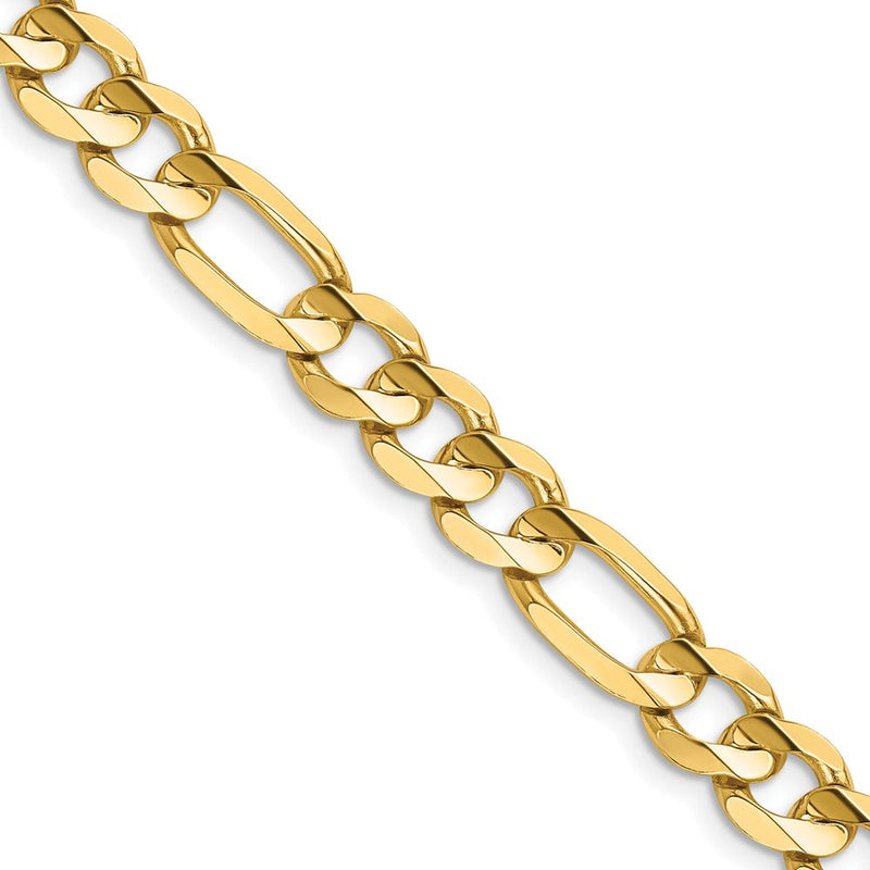 14K Gelbgold 7.5mm Konkav Offen Figaro mit Karabinerverschluss Halskette