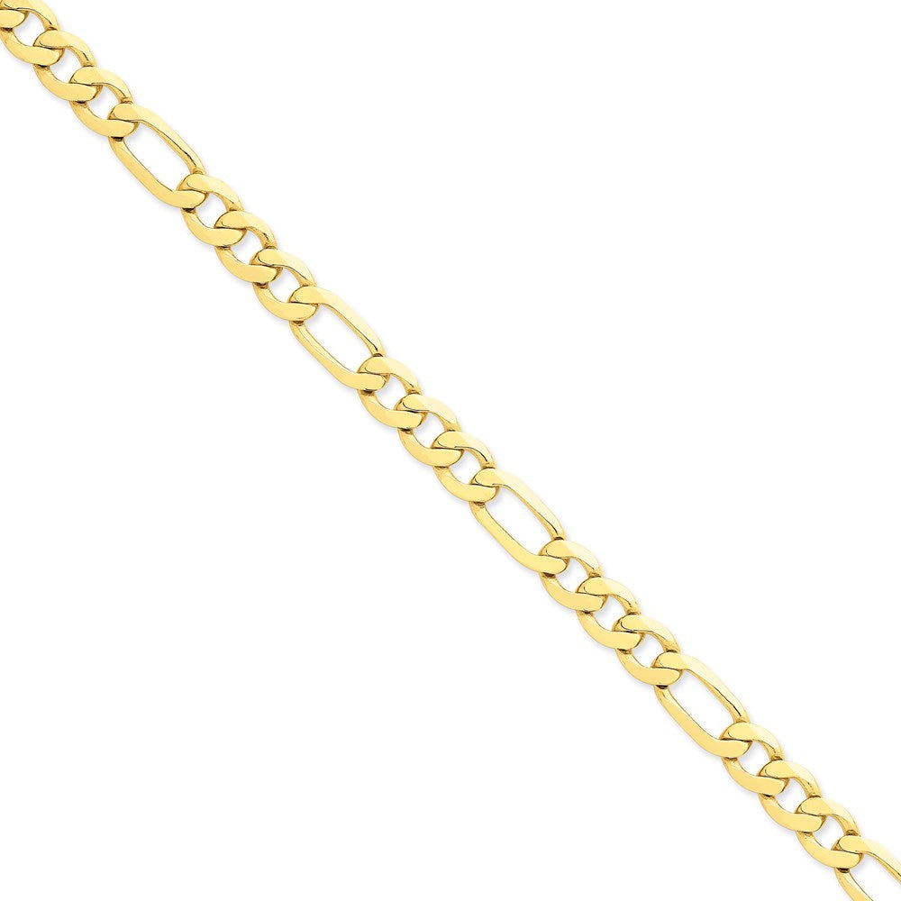 14K Gelbgold 8.75mm Konkav Offen Figaro mit Karabinerverschluss Gliederarmband