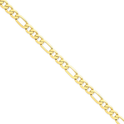 14K Gelbgold 8.75mm Konkav Offen Figaro mit Karabinerverschluss Gliederarmband
