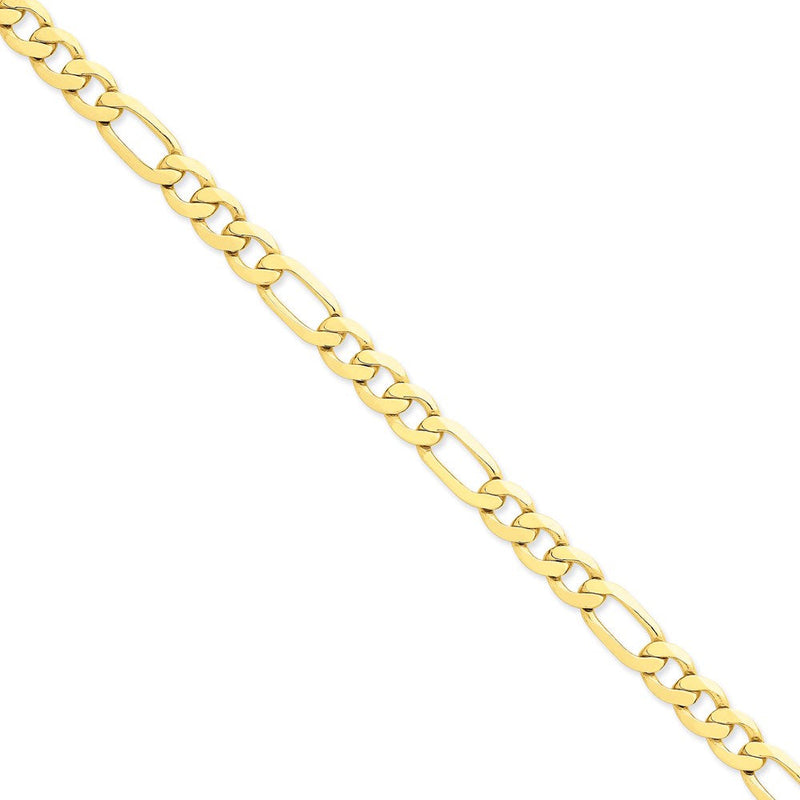 14K Gelbgold 8.75mm Konkav Offen Figaro mit Karabinerverschluss Gliederarmband