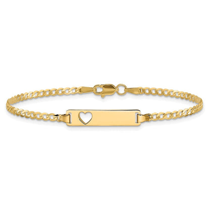 7 Zoll 14K Ausgeschnitten Herz Panzer Glieder Id Armband