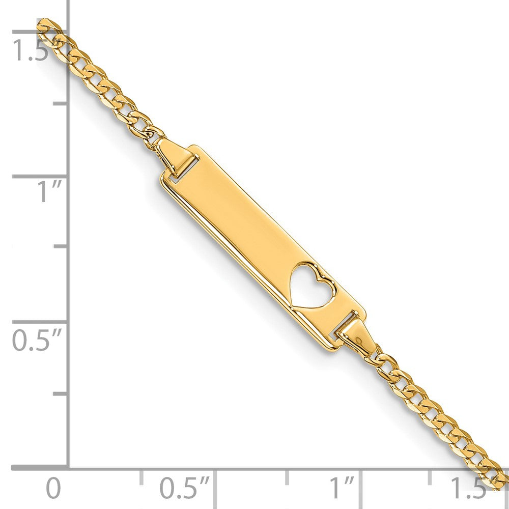 7 Zoll 14K Ausgeschnitten Herz Panzer Glieder Id Armband