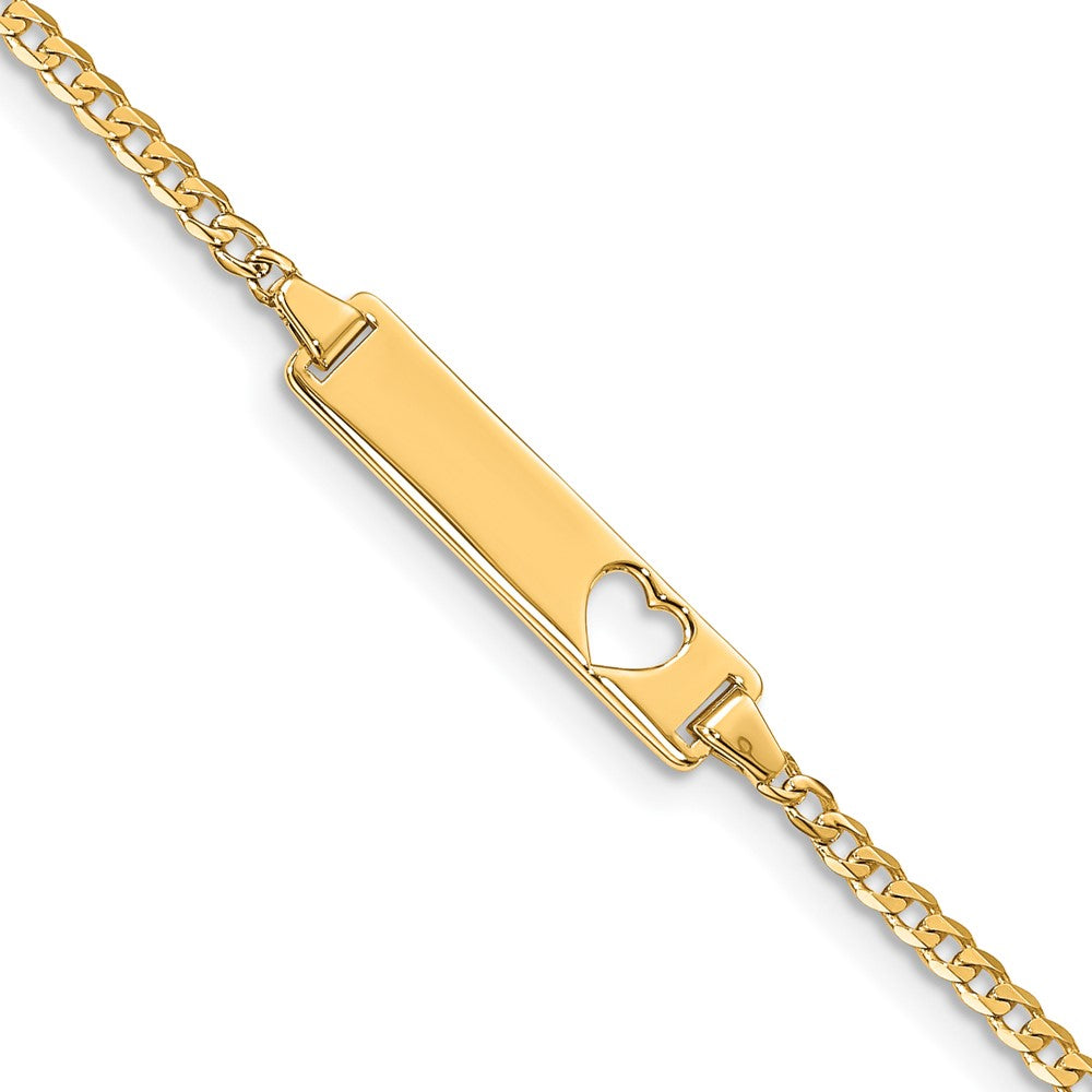 7 Zoll 14K Ausgeschnitten Herz Panzer Glieder Id Armband