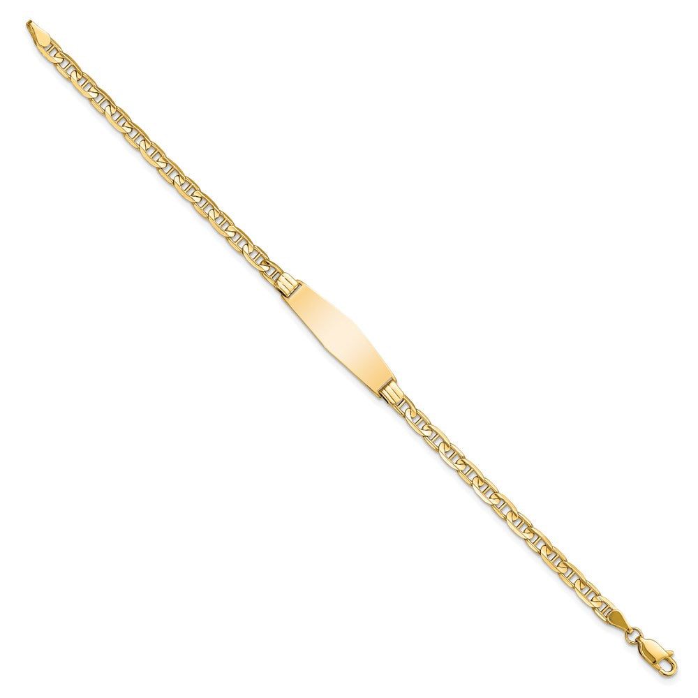 Massiv 14K Gelbgold Weich Diamant Form Anker Glieder Id Armband