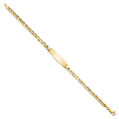 Massiv 14K Gelbgold Weich Diamant Form Anker Glieder Id Armband