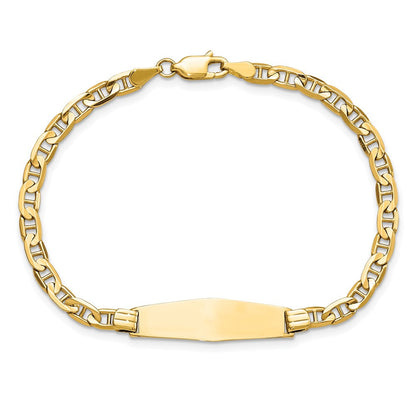 Massiv 14K Gelbgold Weich Diamant Form Anker Glieder Id Armband