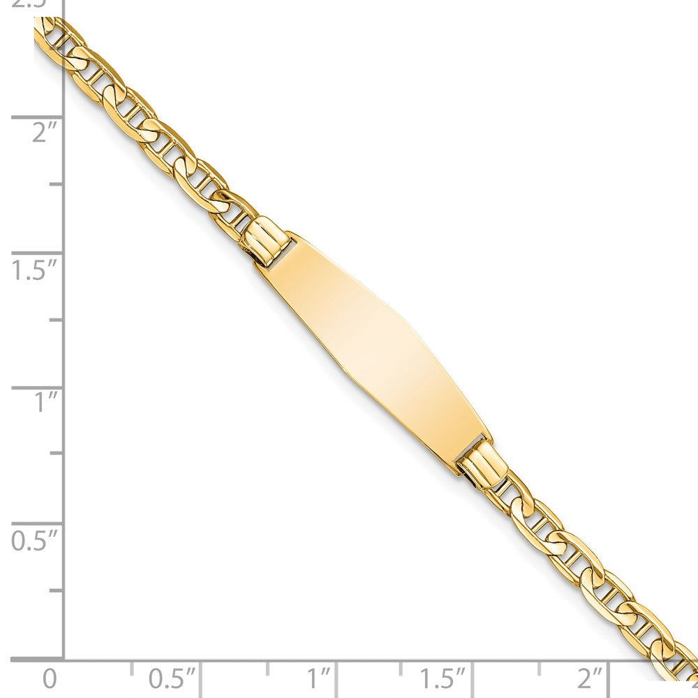 Massiv 14K Gelbgold Weich Diamant Form Anker Glieder Id Armband