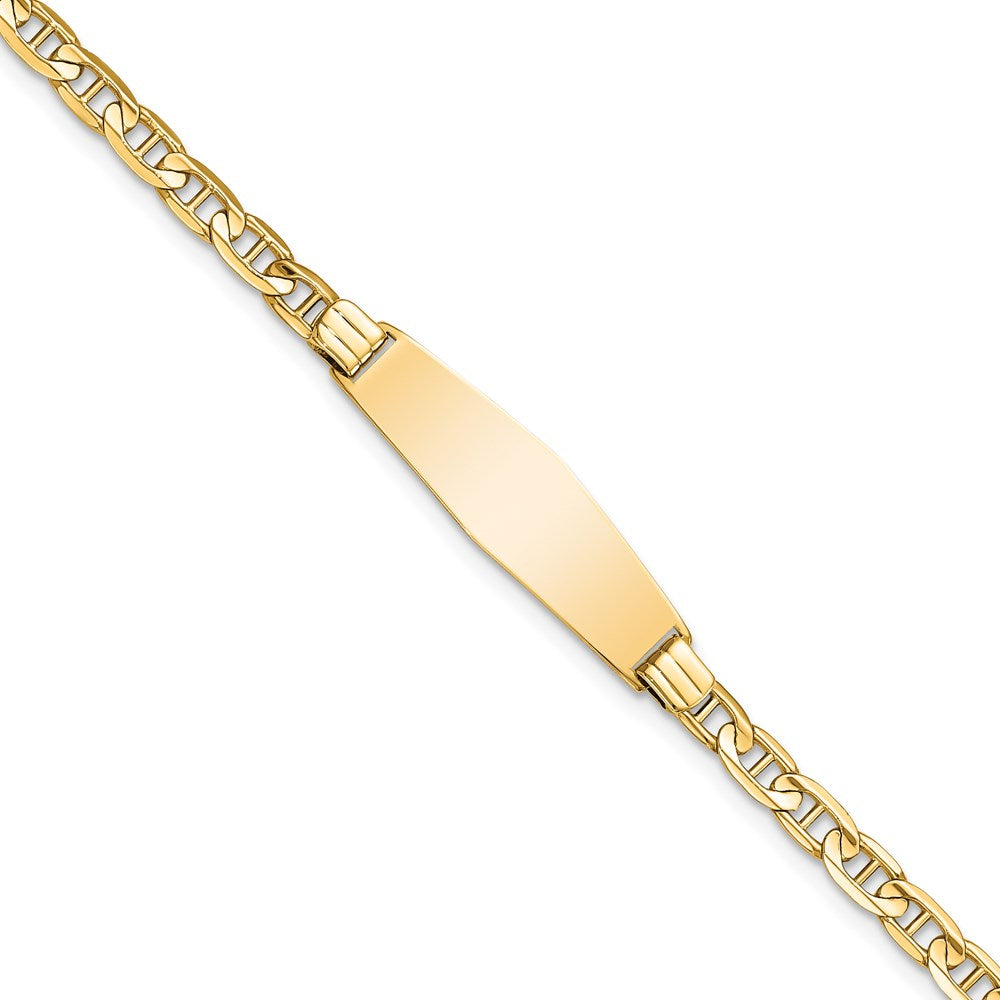 Massiv 14K Gelbgold Weich Diamant Form Anker Glieder Id Armband