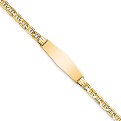 Massiv 14K Gelbgold Weich Diamant Form Anker Glieder Id Armband