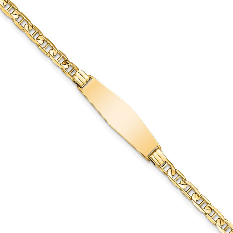 Massiv 14K Gelbgold Weich Diamant Form Anker Glieder Id Armband