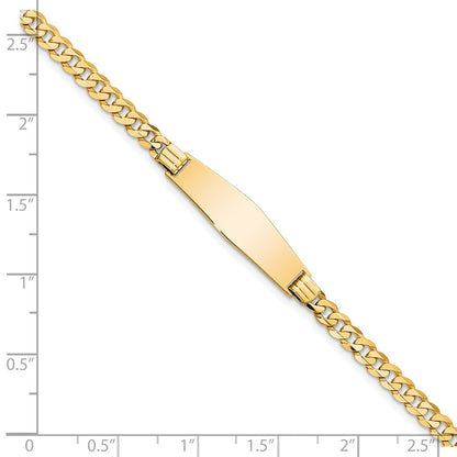 Massiv 14K Gelbgold Weich Diamant Form Panzer Glieder Id Armband