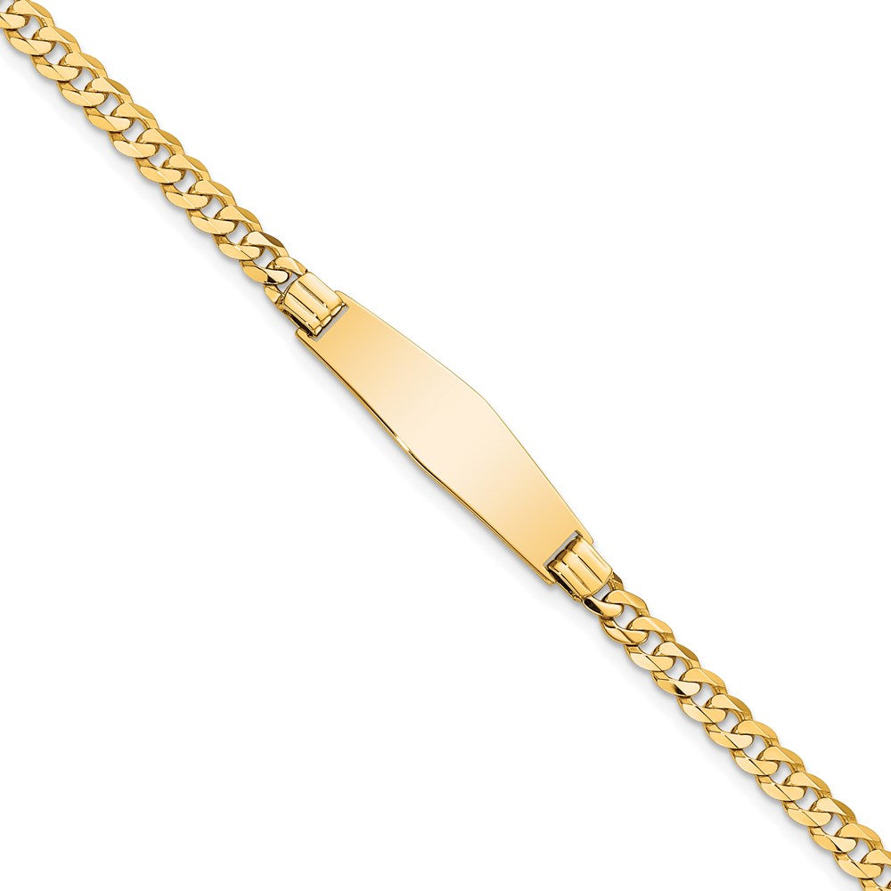 Massiv 14K Gelbgold Weich Diamant Form Panzer Glieder Id Armband
