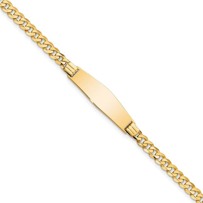 Massiv 14K Gelbgold Weich Diamant Form Panzer Glieder Id Armband
