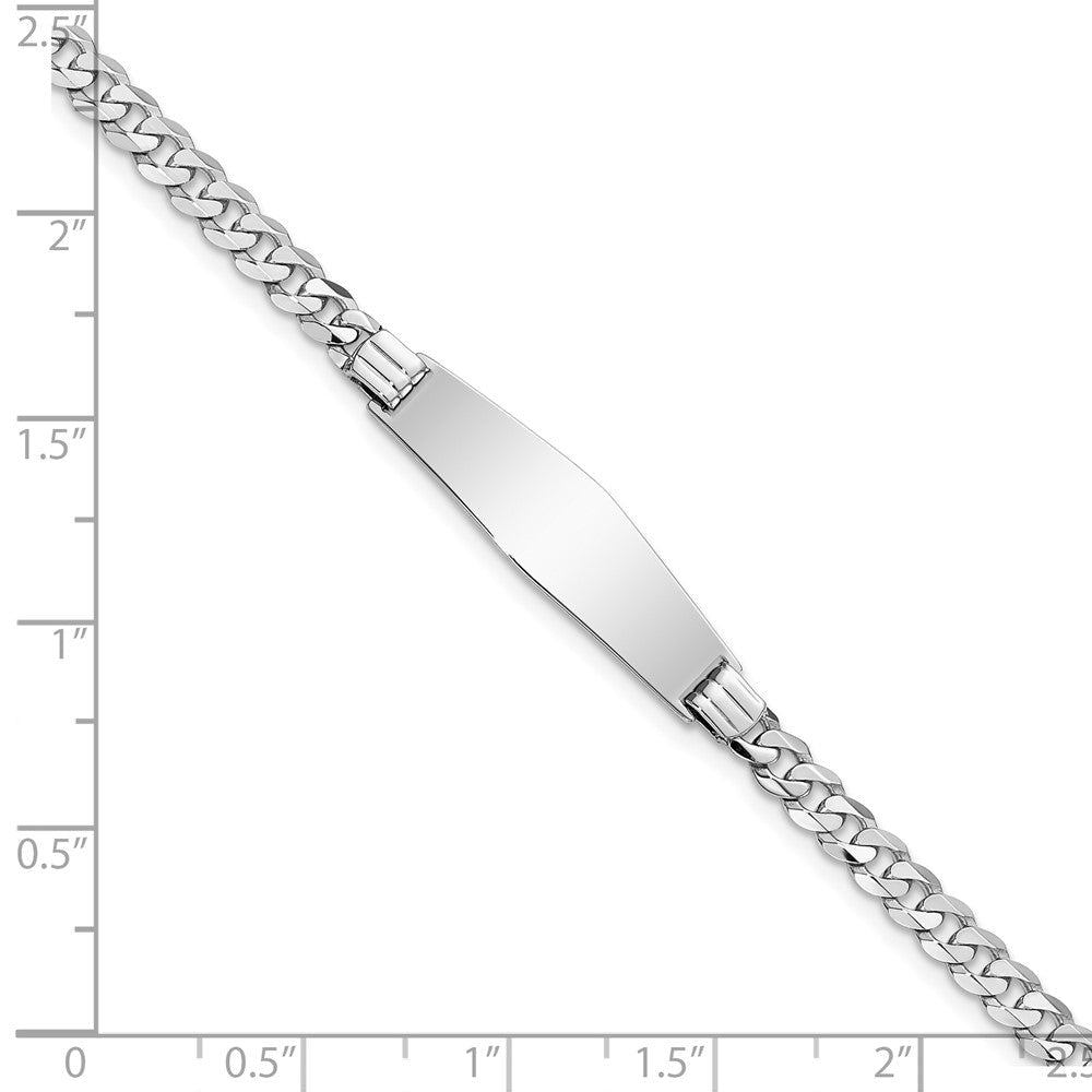 Massiv 14K Weißgold Weich Diamant Form Flach Panzer Glieder Id Armband