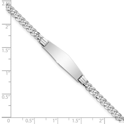 Massiv 14K Weißgold Weich Diamant Form Flach Panzer Glieder Id Armband