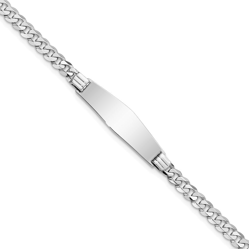 Massiv 14K Weißgold Weich Diamant Form Flach Panzer Glieder Id Armband