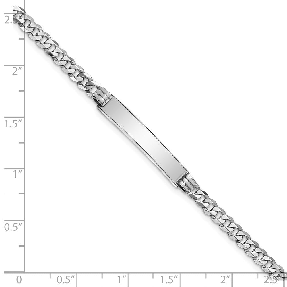 Massiv 14K Weißgold Flach Panzer Glieder Id Armband