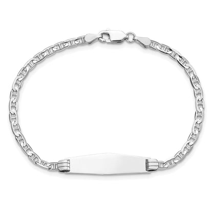 Massiv 14K Weißgold Weich Diamant Form Anker Glieder Id Armband
