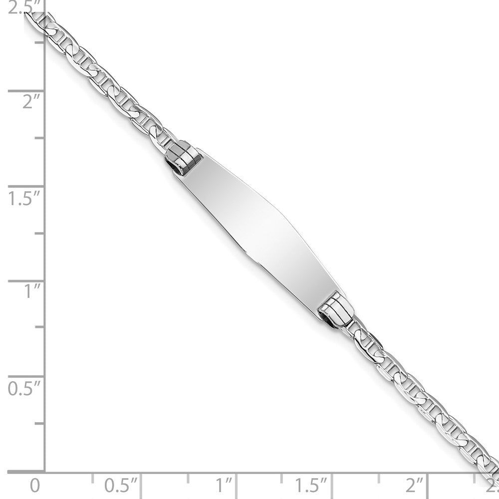 Massiv 14K Weißgold Weich Diamant Form Anker Glieder Id Armband