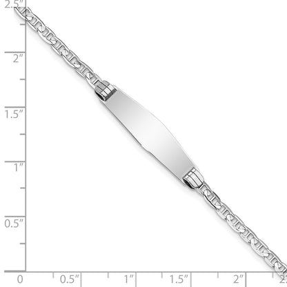 Massiv 14K Weißgold Weich Diamant Form Anker Glieder Id Armband
