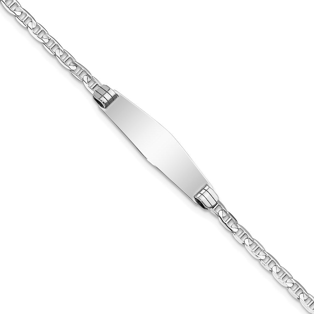 Massiv 14K Weißgold Weich Diamant Form Anker Glieder Id Armband