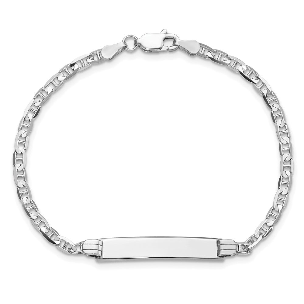 Massiv 14K Weißgold Anker Glieder Id Armband