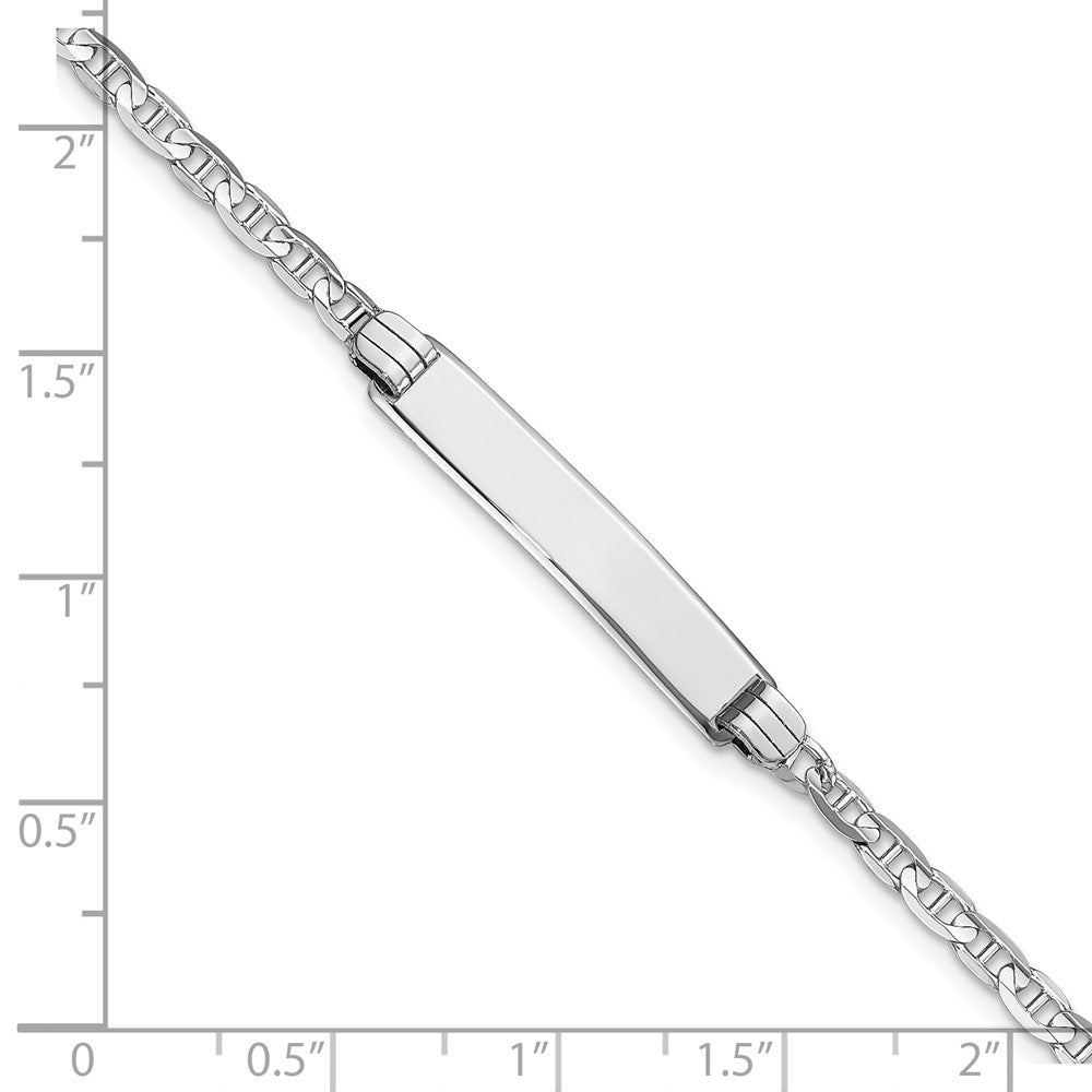 Massiv 14K Weißgold Anker Glieder Id Armband