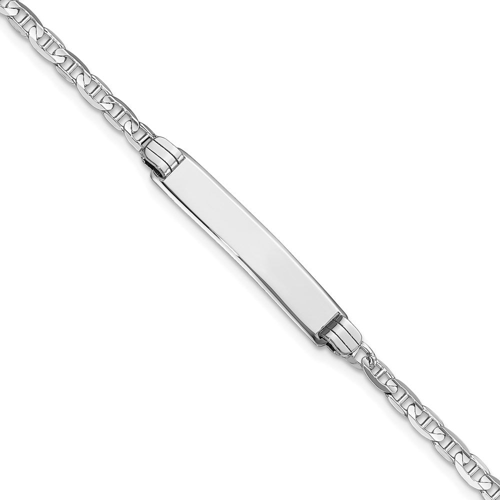 Massiv 14K Weißgold Anker Glieder Id Armband