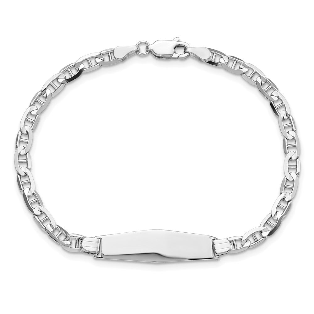 Massiv 14K Weißgold Weich Diamant Form Anker Glieder Id Armband