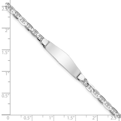 Massiv 14K Weißgold Weich Diamant Form Anker Glieder Id Armband