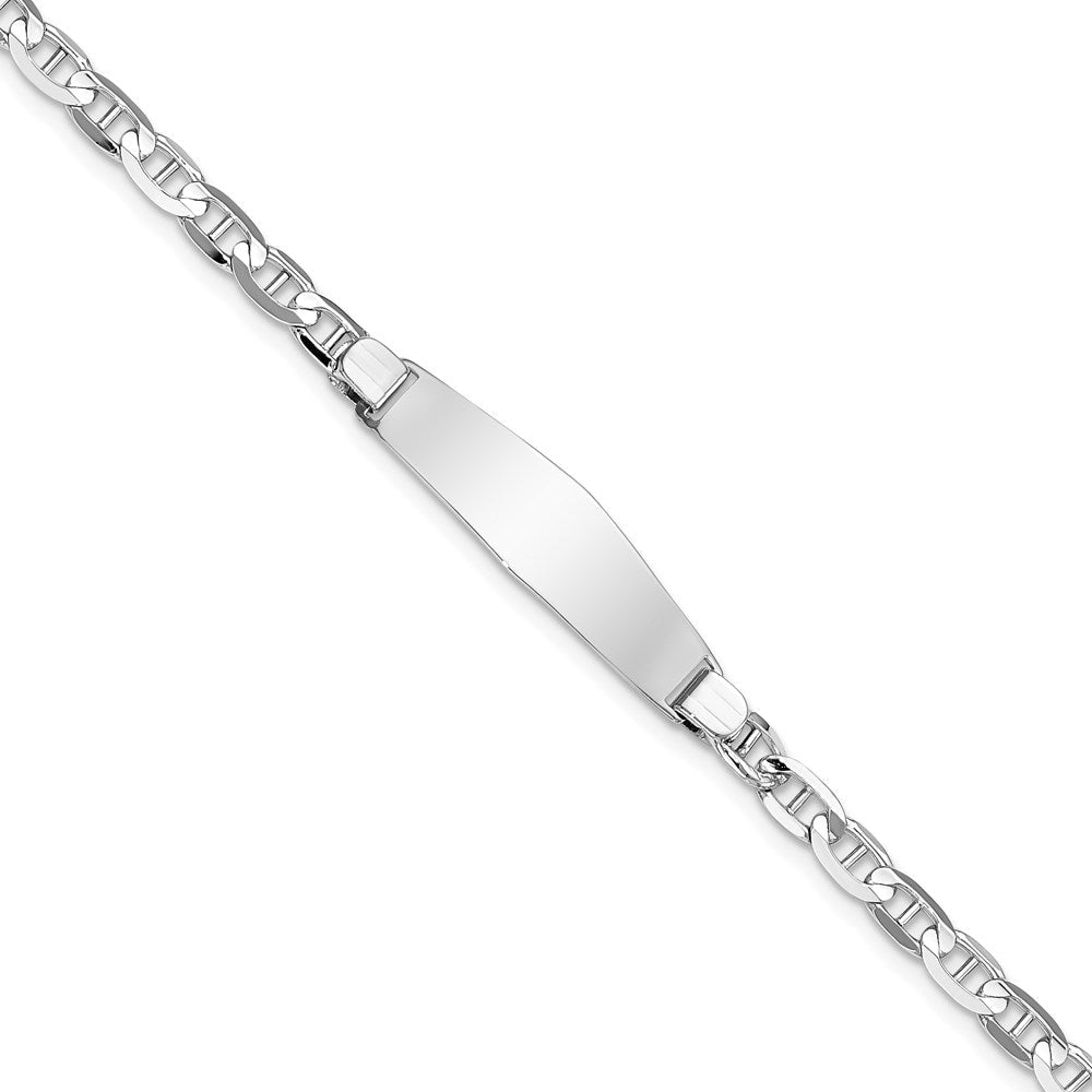 Massiv 14K Weißgold Weich Diamant Form Anker Glieder Id Armband