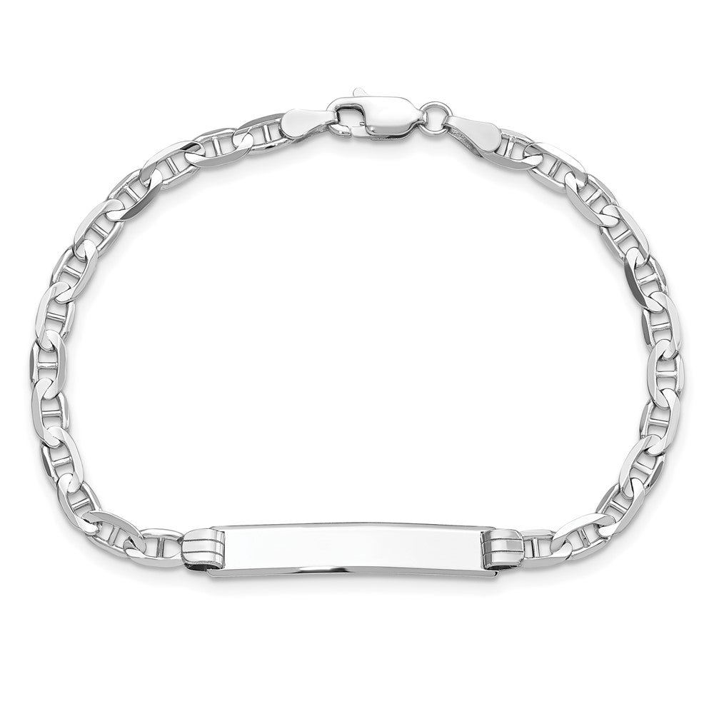 Massiv 14K Weißgold Anker Glieder Id Armband