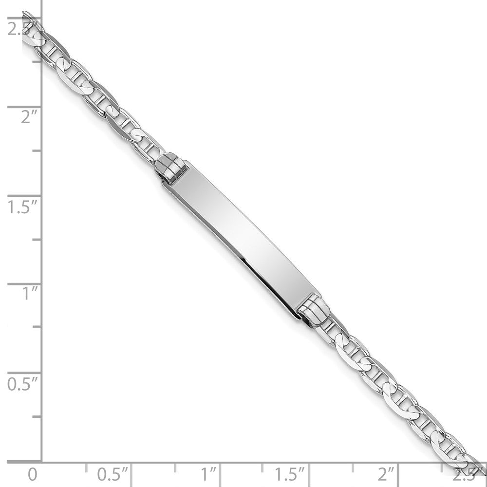 Massiv 14K Weißgold Anker Glieder Id Armband