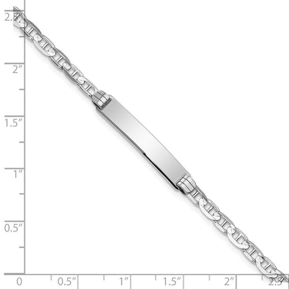 Massiv 14K Weißgold Anker Glieder Id Armband