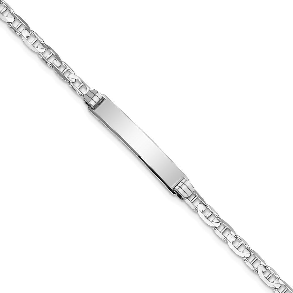 Massiv 14K Weißgold Anker Glieder Id Armband