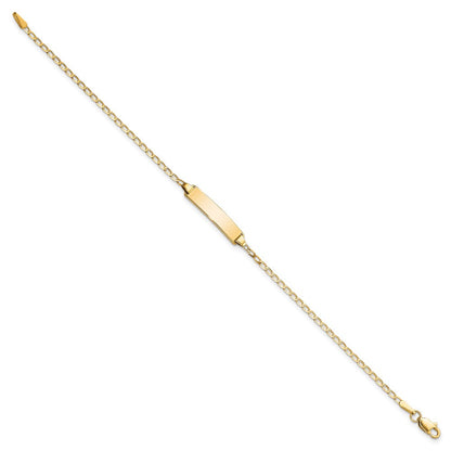 Massiv 14K Gelbgold Flach Panzer Glieder Id Armband