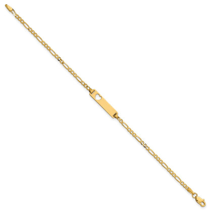 7 Zoll 14K Ausgeschnitten Herz Figaro Glieder Id Armband