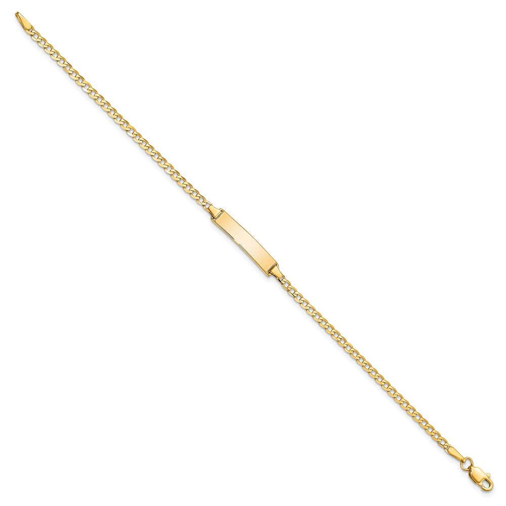 Massiv 14K Gelbgold Flach Panzer Glieder Id Armband