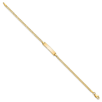 Massiv 14K Gelbgold Flach Panzer Glieder Id Armband