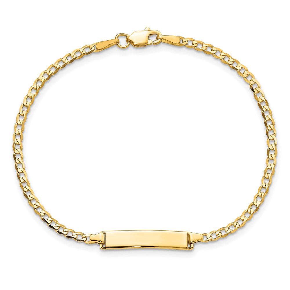 Massiv 14K Gelbgold Flach Panzer Glieder Id Armband